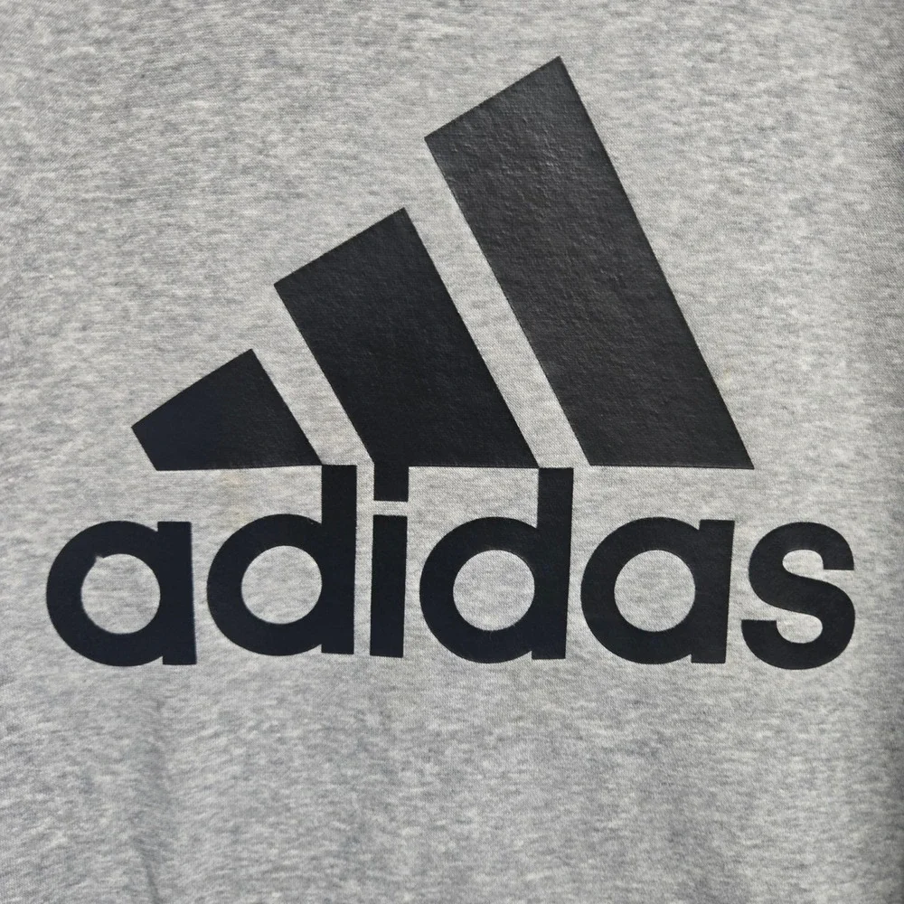 Adidas Big Logo Crewneck Sweatshirt Large Gray Pullover Fleece Lounge Sportswear